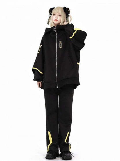 Jacke Jirai Sweatershirt Up Front Luminous Kei Cyberpunk Zip