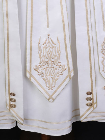 White Gold Long Sleeve Gothic Lolita Dress Coat Cross Accents - Xiong Dou Jiang