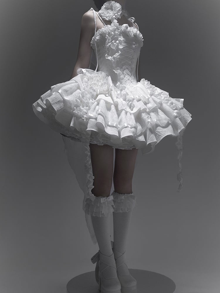 Ausschnitt Engel Shiro Goth All White Boning Lolita Rosen Stoffkleid Schmetterling