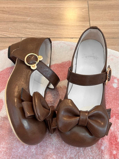 Sweet Lolita Brown Low-heel Mary Jane Shoes with Round Toe & Snap Design