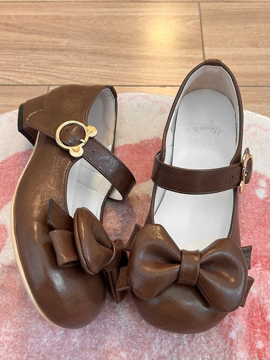 Sweet Lolita Brown Low-heel Mary Jane Shoes with Round Toe & Snap Design