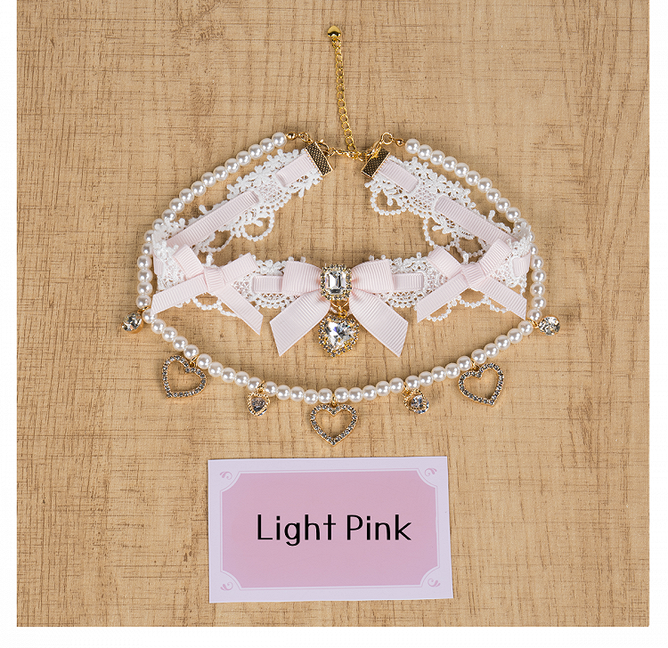 Chain Layer 11 Detachable Double Beaded Heart Jirai Choker Kei Charms Rhinestone with Options