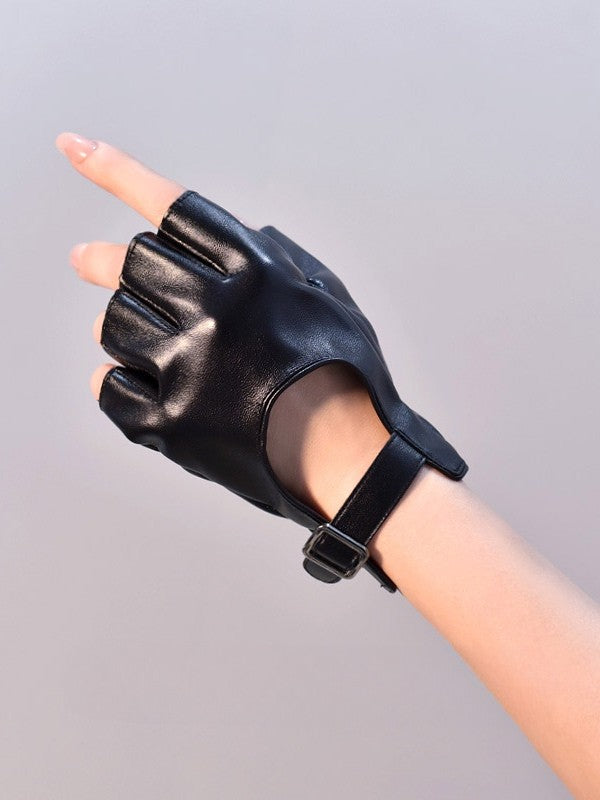 Cyberpunk Buckle Schwarz/Weiß/SchwarzWeiß Fingerhandschuhe