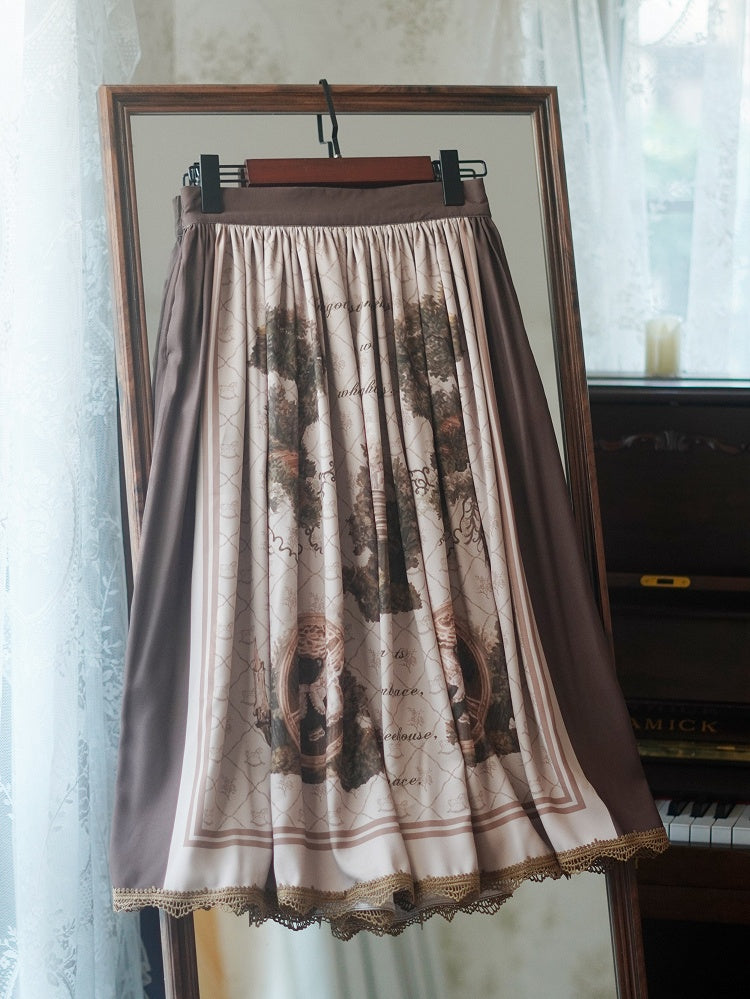 フォレストツリーハウスプリントブラウンロリータスカート