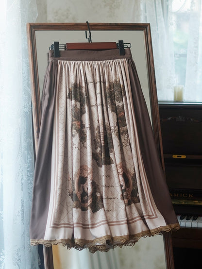 フォレストツリーハウスプリントブラウンロリータスカート