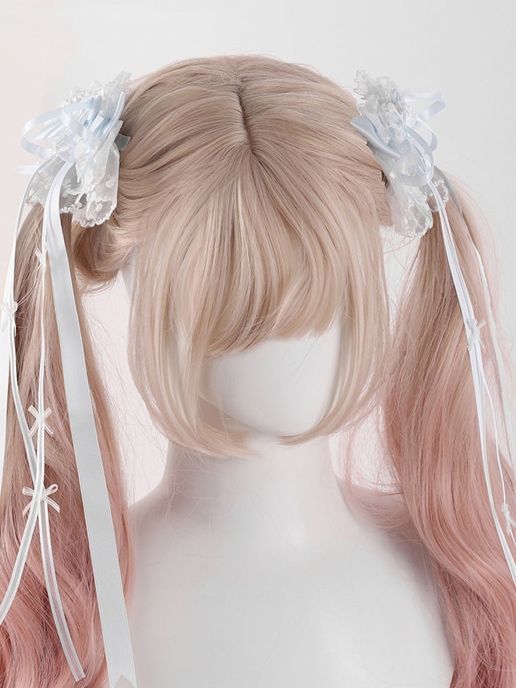 Lolita Rose Bowknot Lace Blue Design Details Hairclip