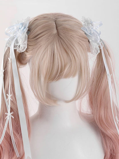 Lolita Rose Bowknot Lace Blue Design Details Hairclip