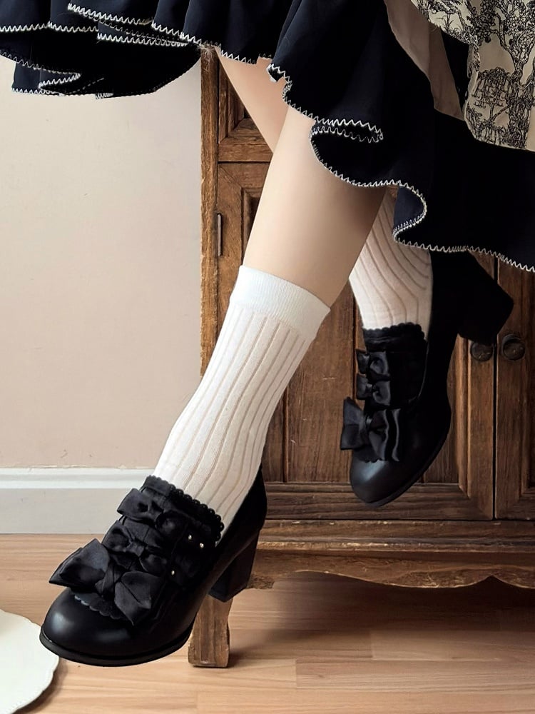 Heel Design Fit Block Slip-in Mid Slip-ons Lolita Black - Elegant