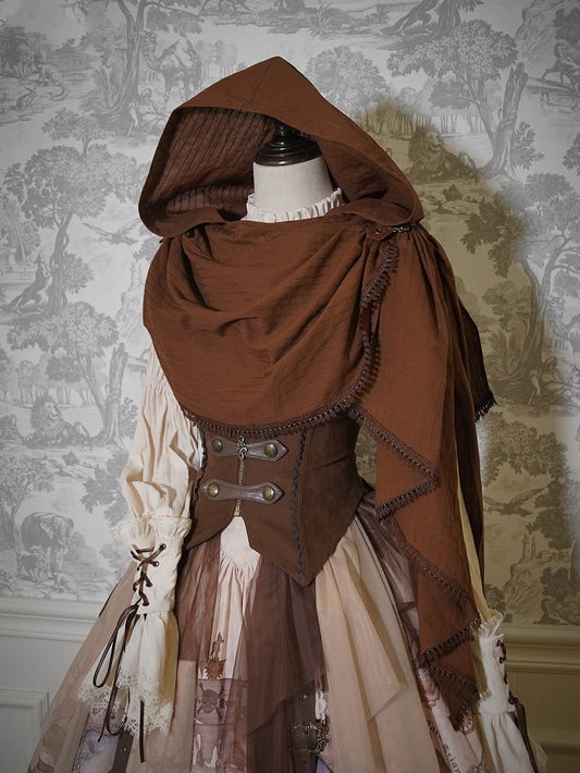 Shawl Wasteland Coffee Hooded Punk