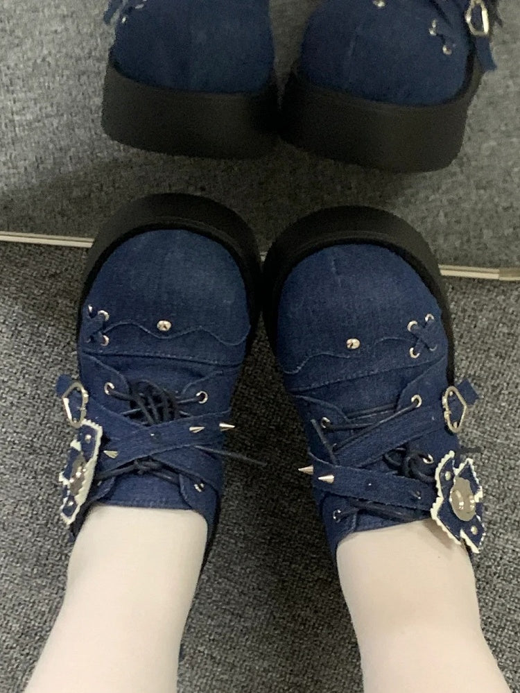 Blue with Punk Studs Shoes