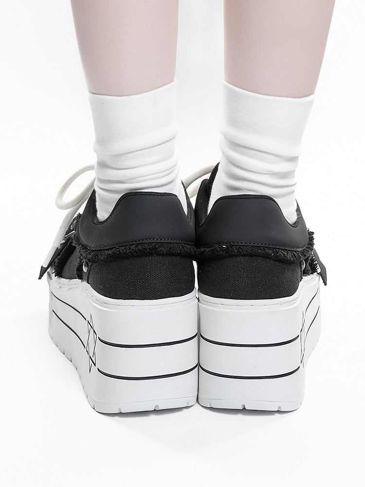 Platform - Sneakers Punk Pattern Black Hexagram