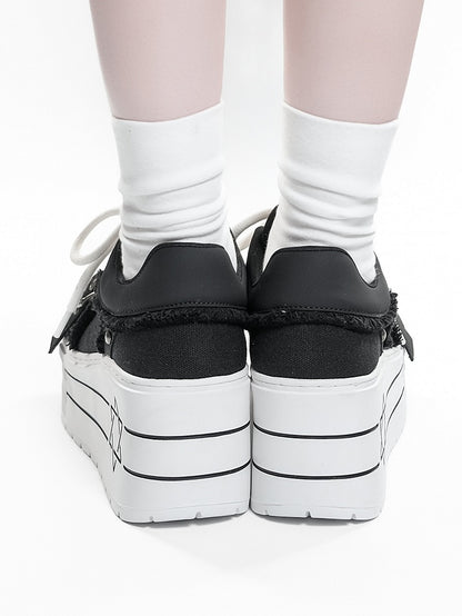 Platform - Sneakers Punk Pattern Black Hexagram