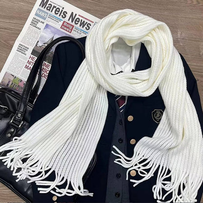 Scarf JK Details Knitted Tassels Uniform Red/White