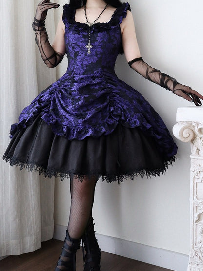 Purple Lace Trim JSK Gothic Lily - Miss Point