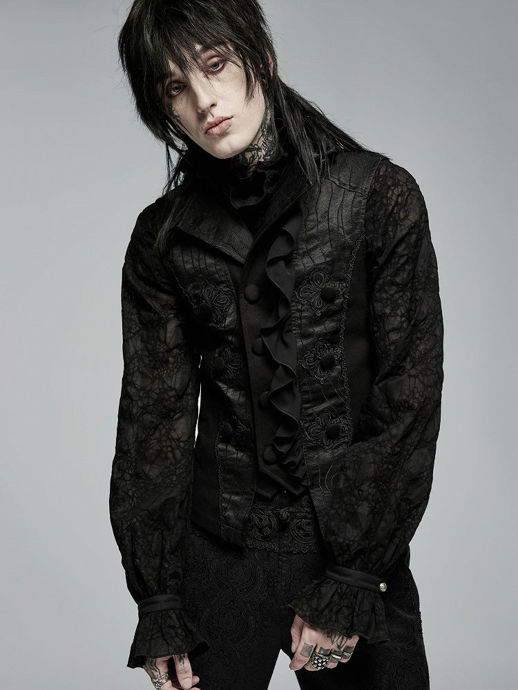 Vest Men's Black Jacquard Noble Gothic