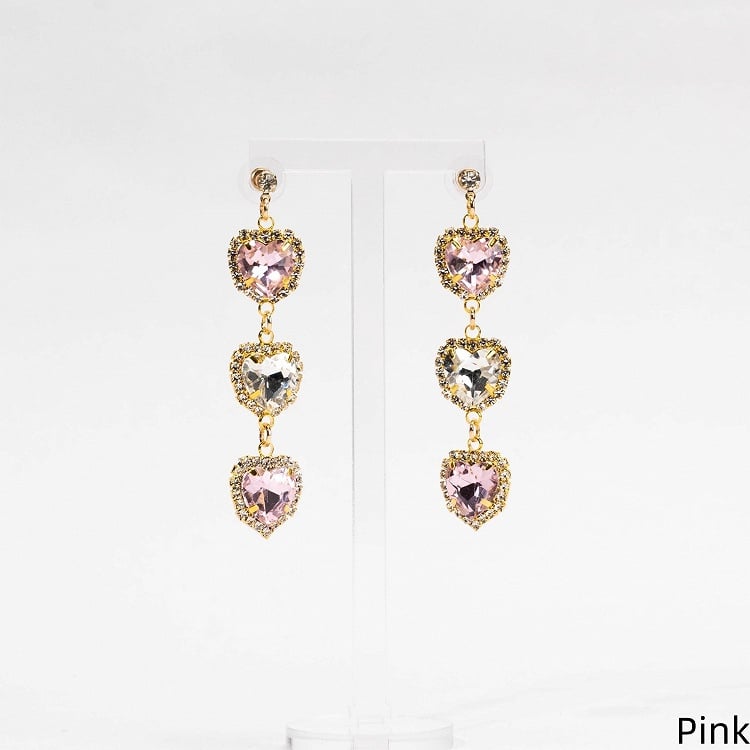 Kei 5 Clips Ear Rhinestone Triple Jirai Colors Heart