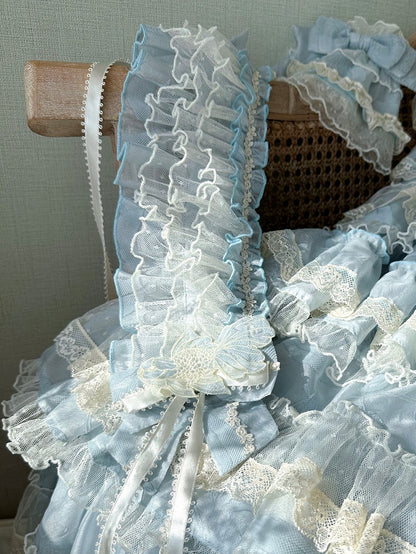 with Applique and Hairband Pink/Green/Blue Sweet Goldfish Lolita Embroidery Ribbon Ruffled