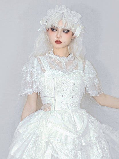 Sheer White Lace Butterfly Blouse - With PUJI