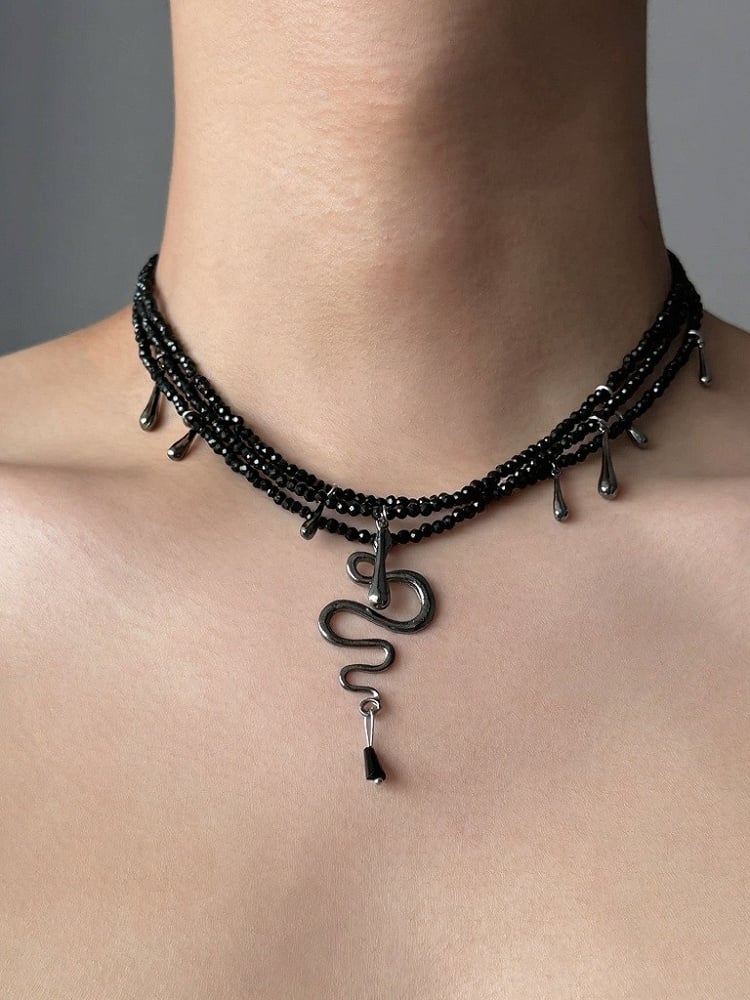 Snake Pendant Layered Beaded Necklace - YSHXS