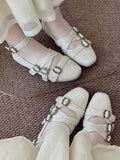 Schuhe - Zehenbereich Crisscross Elegantes Klassisches Design Quadratisch PU Beige Lolita
