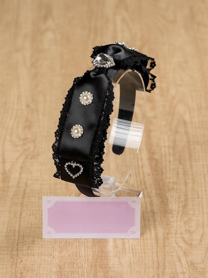 ジライケイ ラインストーンとビーズで飾られたレーストリム 蝶結び KC