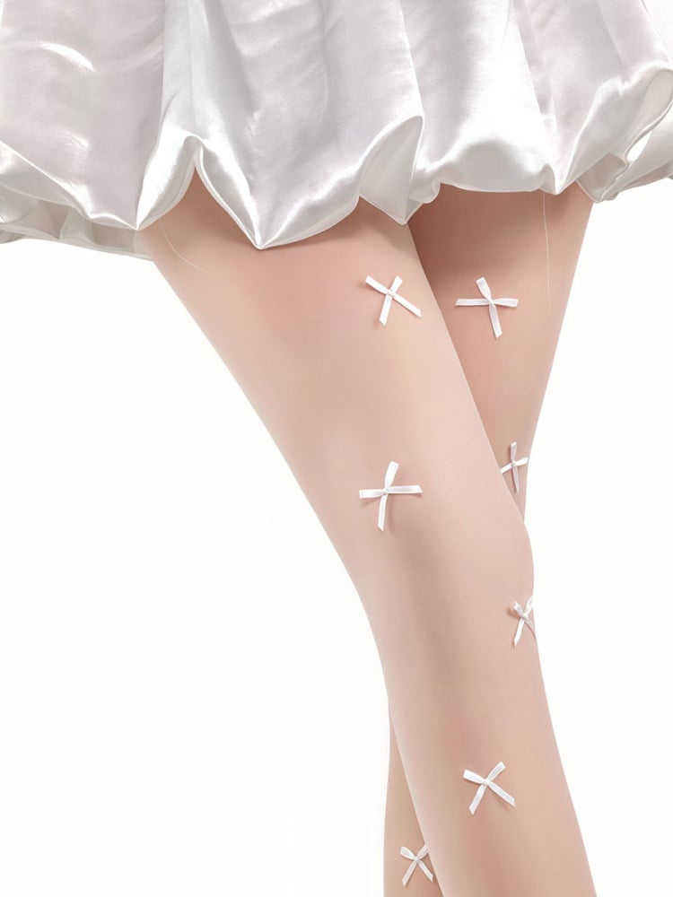 Bowknot Color with Sheer Tights White 5 Options