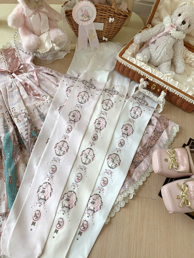 Sweet Lolita Tights with Floral Print in Three Colors - ROJI ROJI