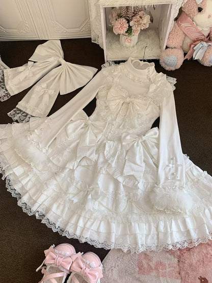 Cozy Knit High-Neck / Blue White Fur with Accents Top