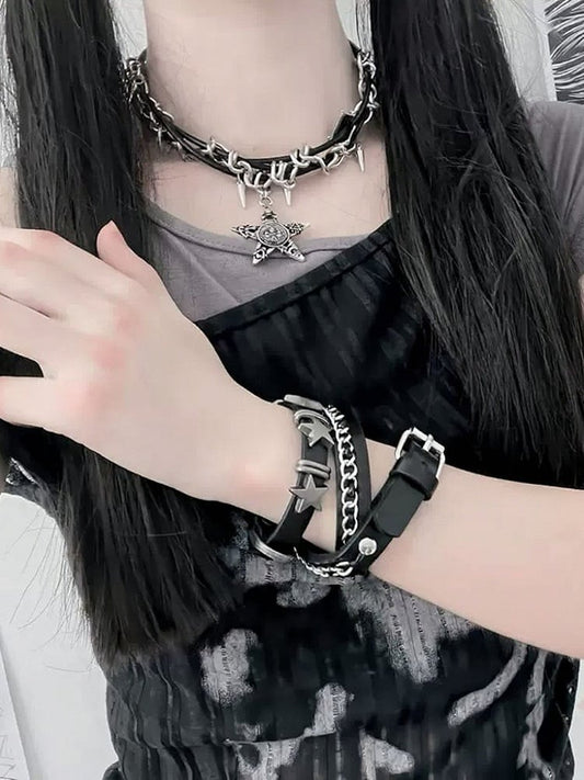 Choker Pendant Punk Spike Star Necklace