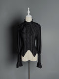 Ruffled Collar Gothic and Blouse Lolita Back with Black Lace-up