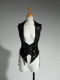 Cascading Waistcoat Lolita Ouji Fashion Ruffle Train with Gothic Black Detachable