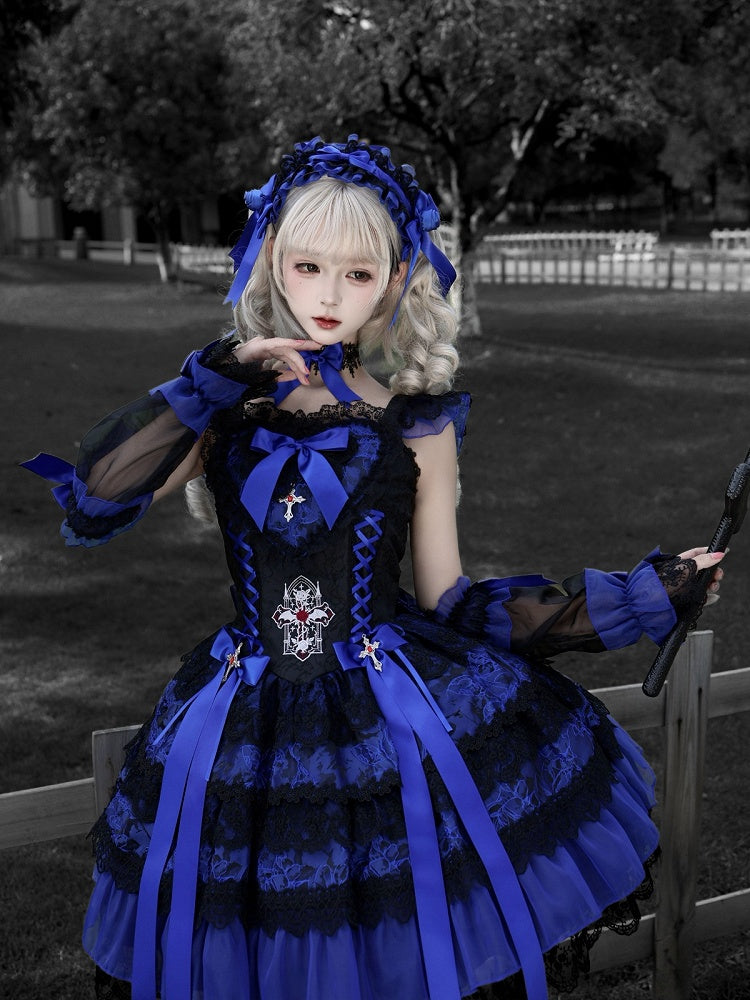 Gothic Lolita Bowknot & Cross Detachable Sleeves in 2 Colors - Dream Flower Box