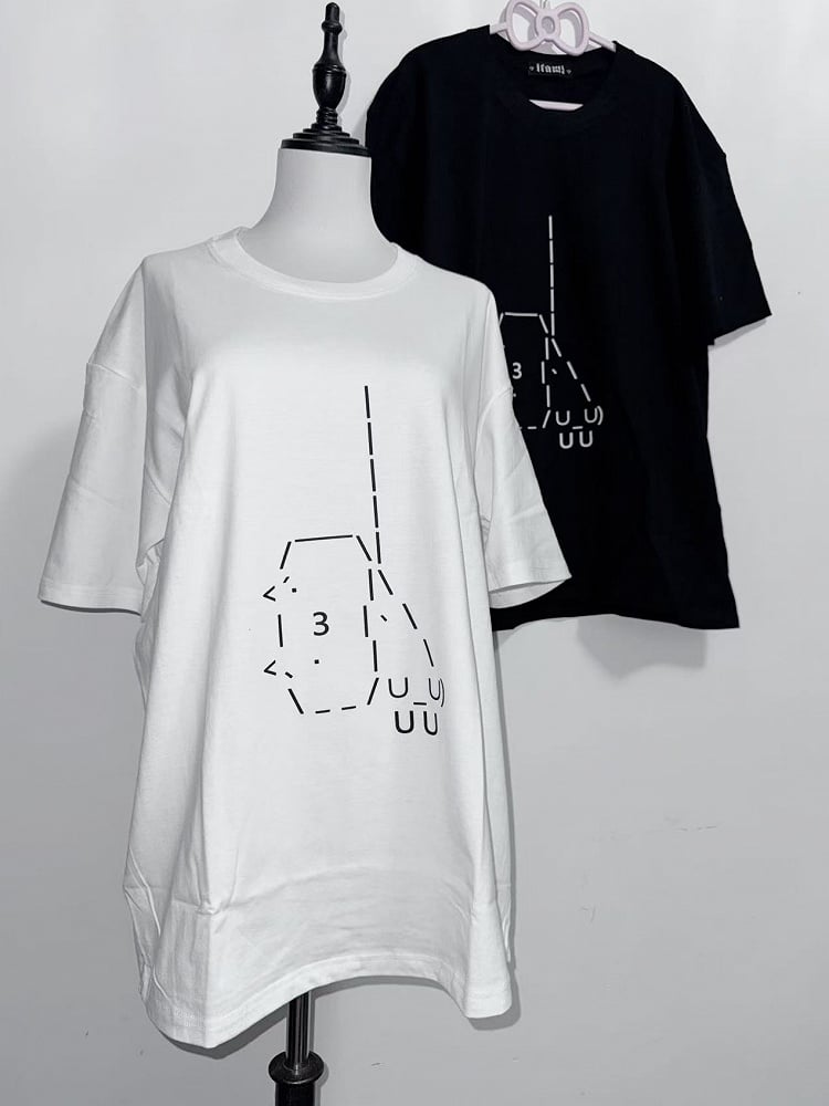 Round Neck Jirai T-shirt Kei White/Black