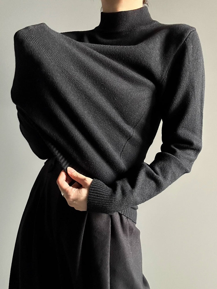 Fit Ouji Black Slim Sweater Long-Sleeve Lolita Turtleneck Unisex
