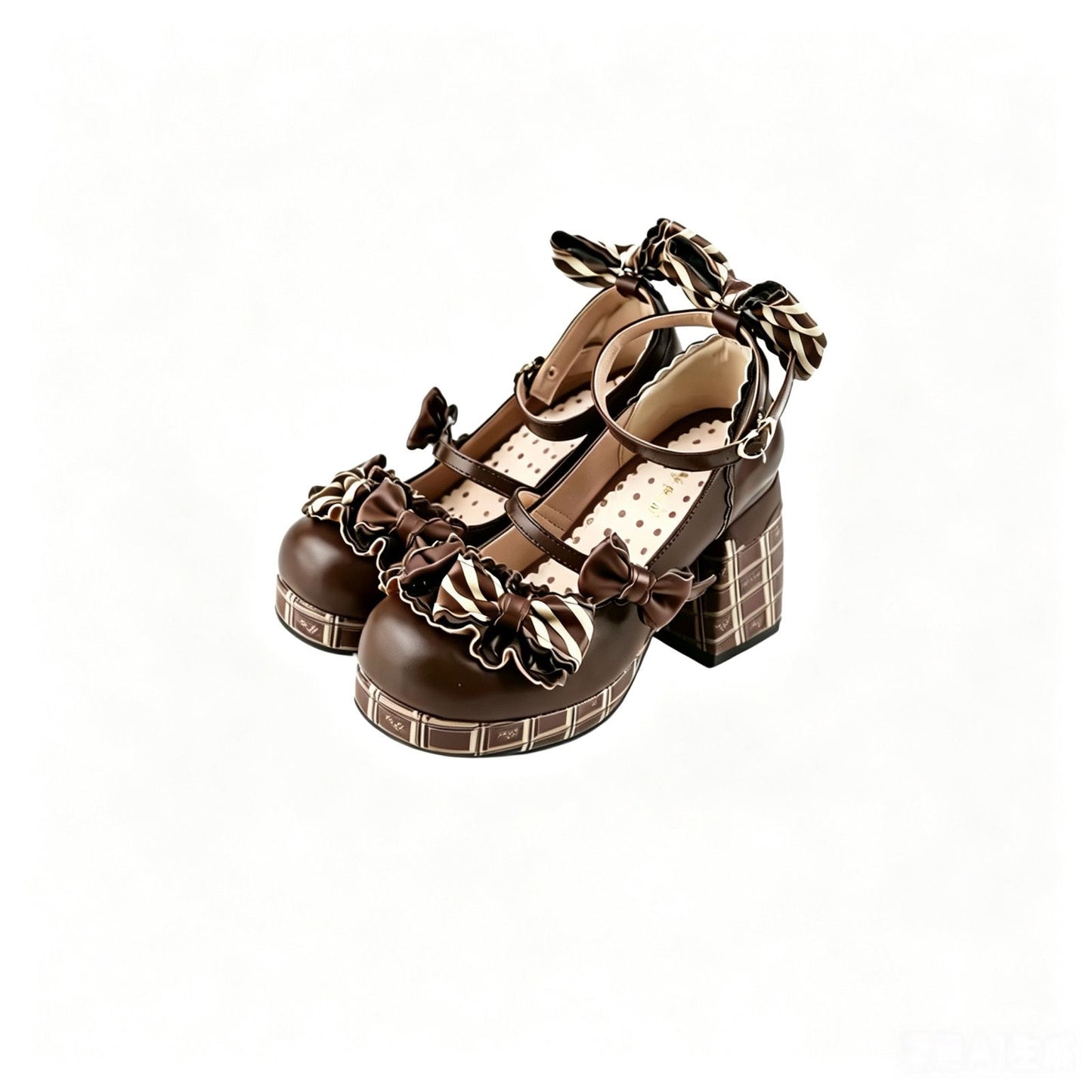 Lolita Chocolate Bow Platform Mary Jane Heels – Sweet Waltz Collection