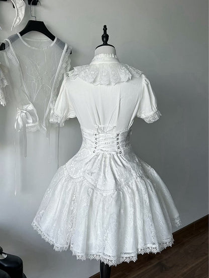 ウエストハイショートバージョンロリータゴシックスカートホワイトアンダースーパーバスト