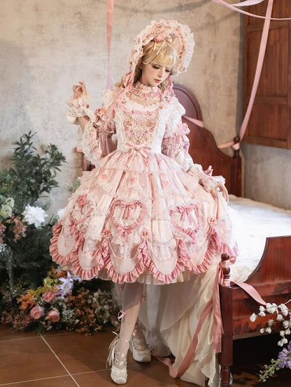 Embroidery Details Light Bead Pink Floral Hanayome Rosette Lolita and Dress Chain