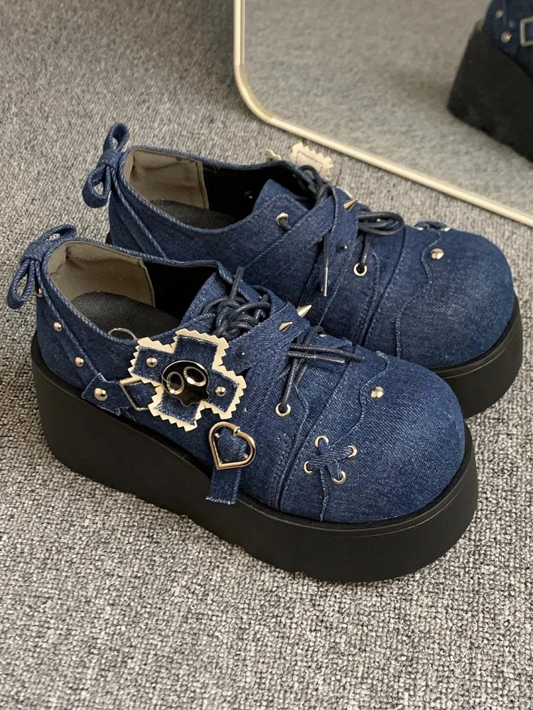 Blue with Punk Studs Shoes