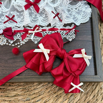 Hime - Set Hairband Lolita Accessory White Red