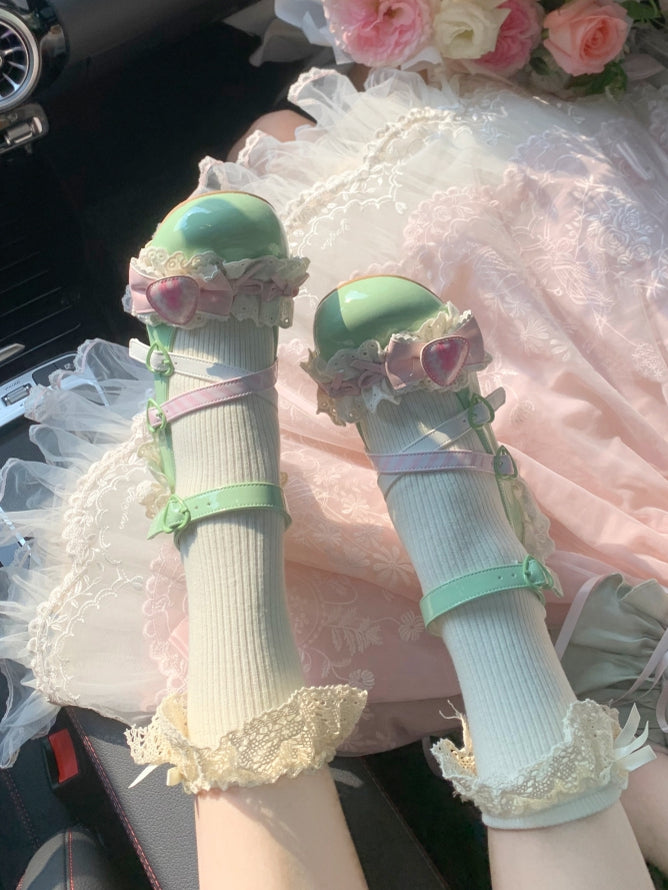 Green Strawberry Mary Sweet Jane Matcha Lolita Shoes Cake