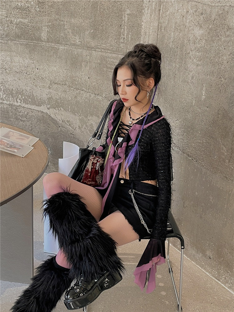 Black 20CM/30CM/40CM Shaggy Warmers Leg Y2K