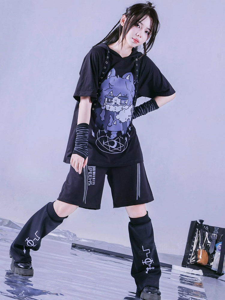 Warmers Leg Black Geometric Print