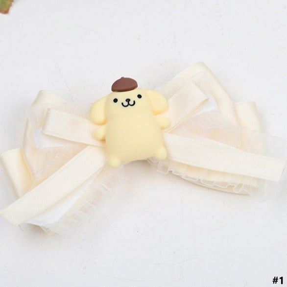 4 Options Sweet Hairclip Lolita Dog Yellow Bowknot