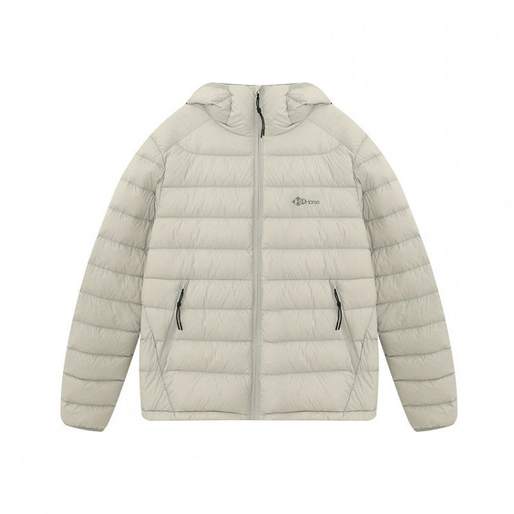 Hooded Baffle Jacket Gray/Black Construction Down