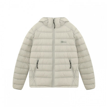 Hooded Baffle Jacket Gray/Black Construction Down