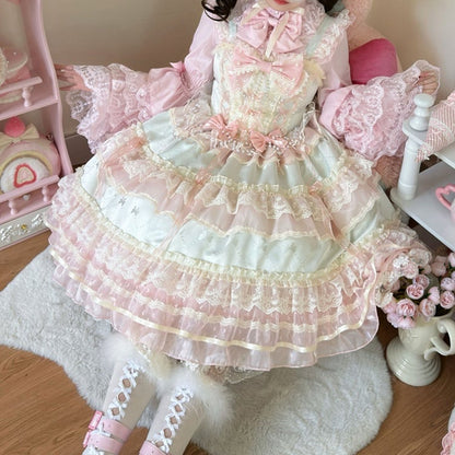 Hanayome Bead Lolita Green Bows Princess Dress Chain Decorated