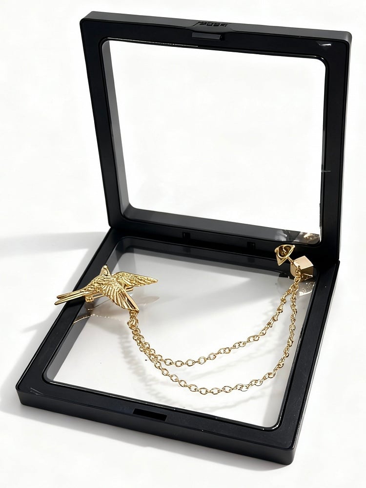 Brooch with Swallow Chinese Style Chain Golden/Silver Charm