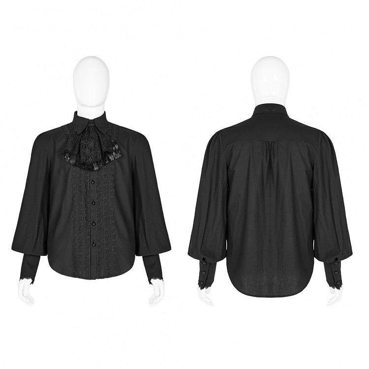 Chemise gothique noire pour homme à manches longues