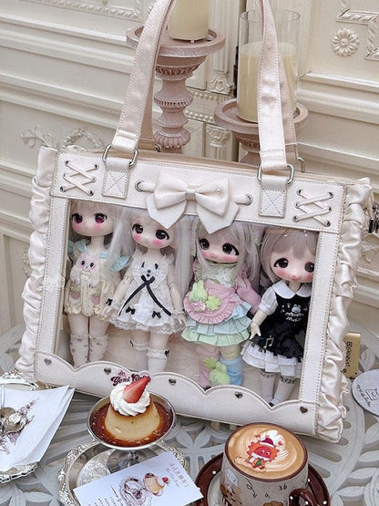 BJD Doll Bag with Bow and Lace-Up Details - Salt Tea