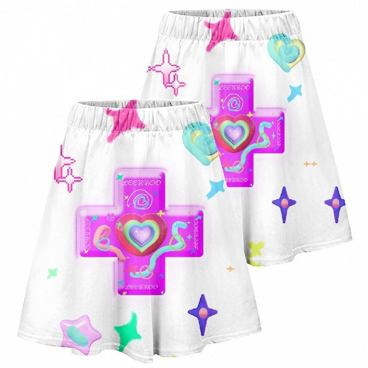 Herzrock Print Stern Weiß/Schwarz Kreuz und A-Linie